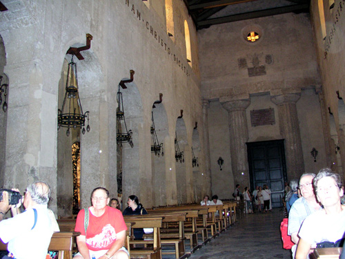 021-072604-32- remains of Temple of Athene columns (5th c BC) inside cathedral, Ortygia
