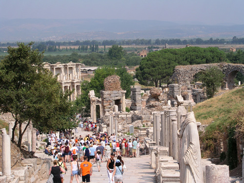 070-080104-19-Looking down the Curetes Street toward the Library, Ephesus