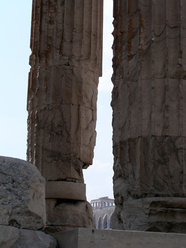 098-080404-20-Parthenon through the columns of the Temple of Zeus